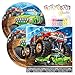 Monster Truck Rally Birthday Party Pack – Includes 7” Paper Plates & Beverage Napkins Plus 24 Birthday Candles – Serves 16