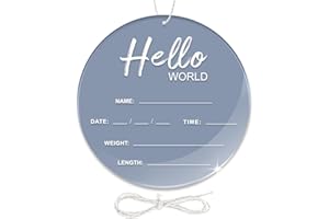 LZC LADYS GIFT Baby Announcement Sign, 6.7 Inch Hello World Newborn Sign, Thickness Upgrade Birth Announcement Sign for Hospital, Nursery Baby Shower (Blue)