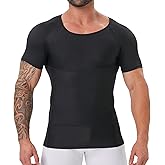 YOWODA Mens Body Shaper, Compression Shapewear Vest Slimming Undershirt Tank Top, Tummy Control Chest, Hide Gynecomastia