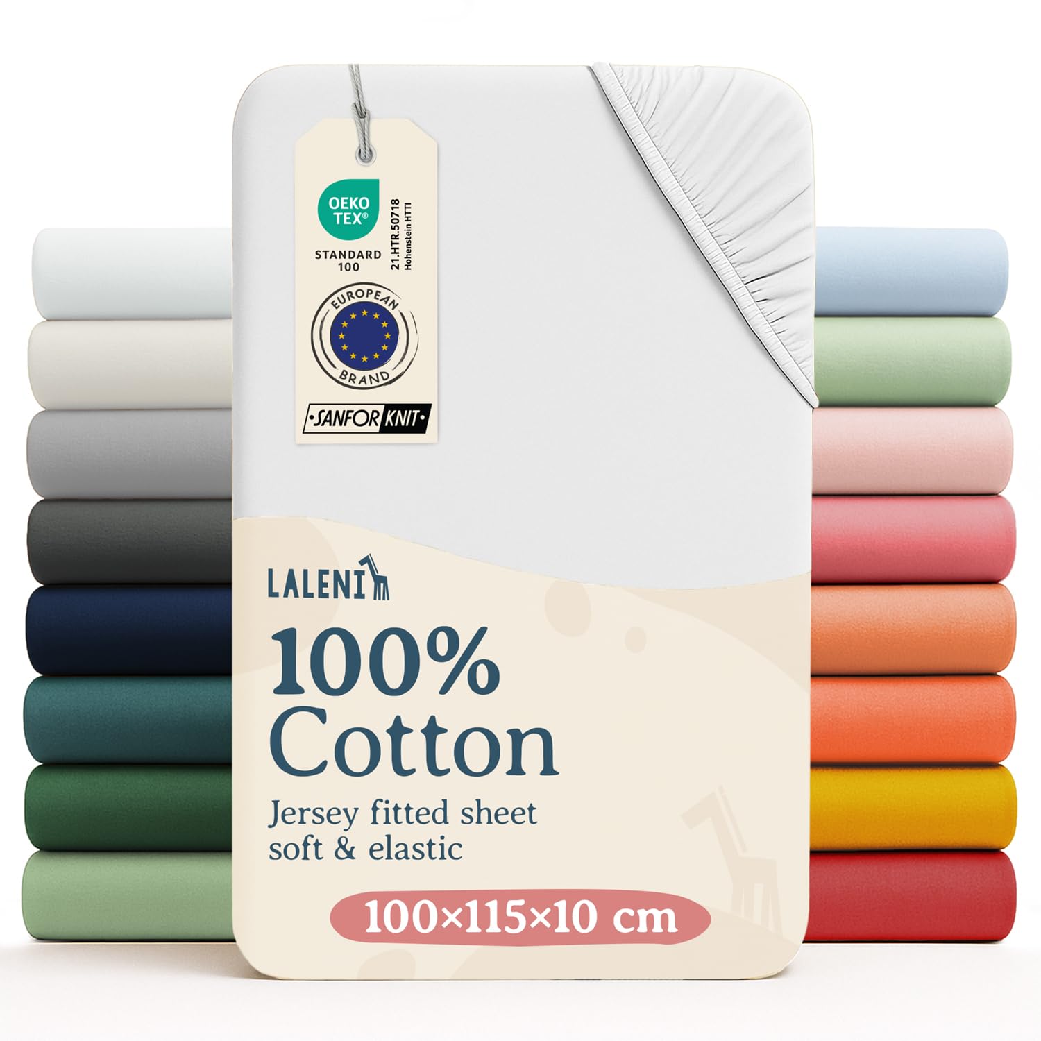 Laleni Cot Bed Sheets 100 x 115 cm, Oeko-Tex Certified Soft 135 g/m² Cotton Travel Cot Sheets, White — image 1