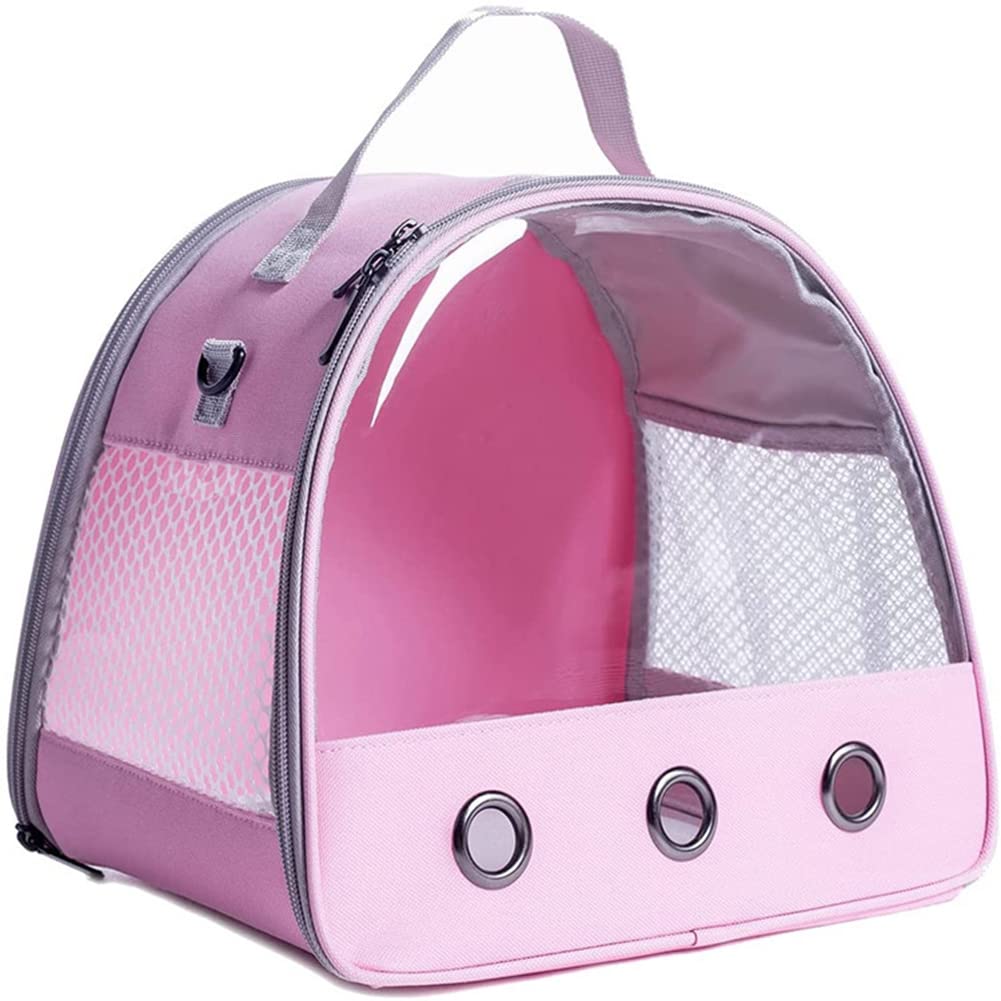 IDAHSOR Small Animal Carrier Bag, Outdoor Travel Bag Zipper Breathable Outgoing Pet Bags with Soft Mat, Shoulder Straps,Fit for Hamster, Guinea Pig, Chinchilla,Squirrel, Bunny,Bearded Dragon (Pink)
