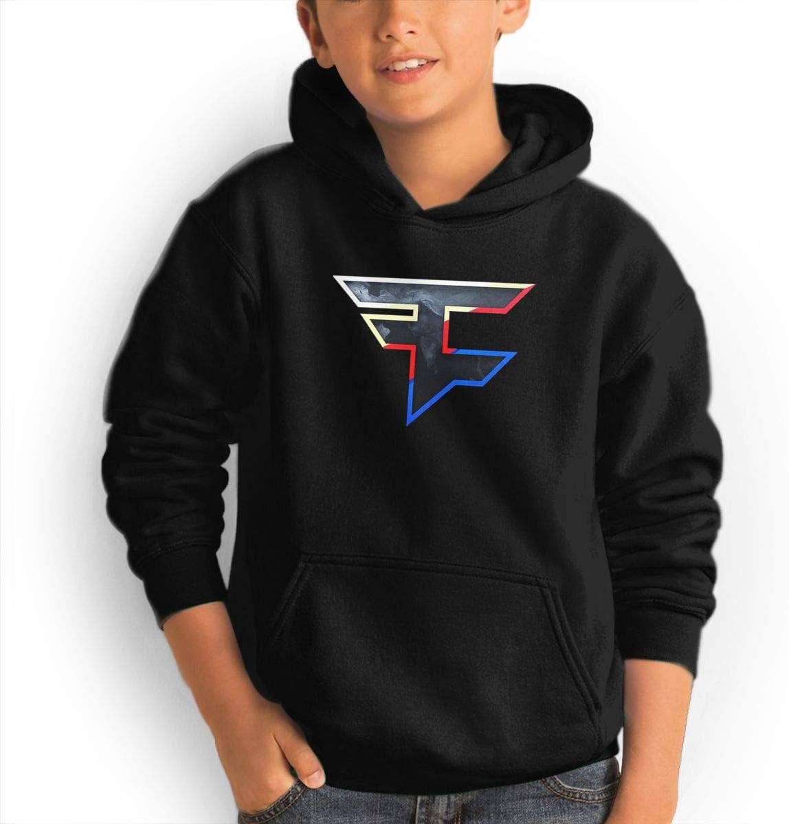 SevenGoGo Teens Faze Clan Logo Sweater Print Loose Long Sleeve Cotton Hoodie Sweatshirt with Pocket Black