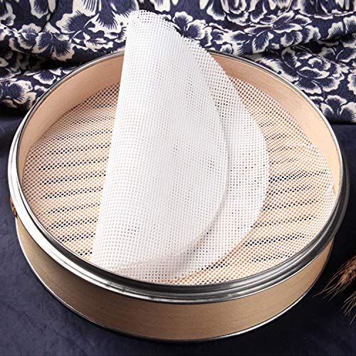 GUCUJI 4Pcs 8 inch Non stick Silicone Steamer Liners Mesh Mat Pad Steamed Buns Dumplings Baking Pastry Dim Sum Mesh
