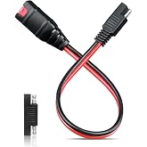 YHPWOQ 1FT SAE Adapter Cable for NOCO GC009, Battery Charger Pigtail 14AWG | Quick Disconnect Wire Harness, with SAE Polarity Reverse Adapter, Compatible with Genius 1 and 5, ideal for motorcycle, ATV