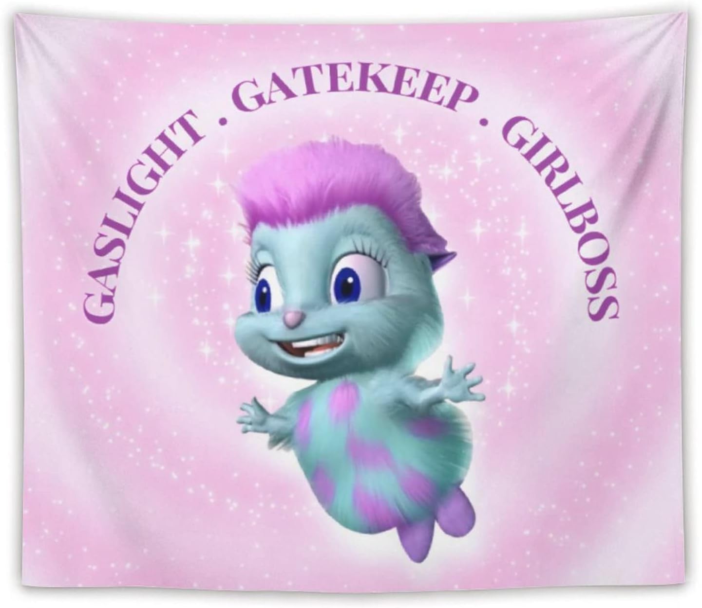 Tapestries - ZAIRUIKE Bibble Meme Tapestry Funny Bibble's Beliefs Tapestries Gaslight Gatekeep Girlboss Tapestry Wall Hanging, Funny College Room Hostel Decorations Bedroom Living Room Dorm Decor 60x51in