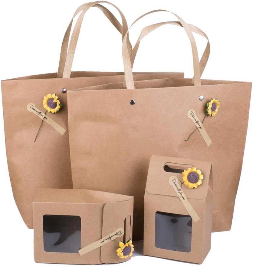 Syndecho Self Assembly Gift Box Set Wedding Favour Boxes Party Gift Package Set with 120M Jute Twine+Stickers+Dry Flower