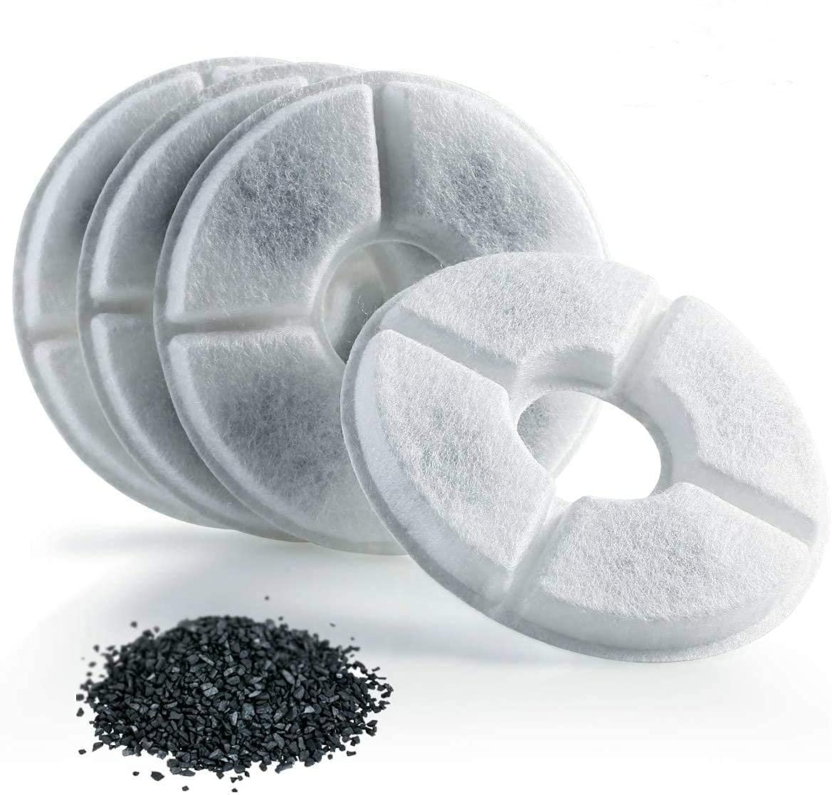 4 PCS Replacement Filters Compatible with Pet Flower Fountain for Dogs and Cats 1.6L, Activated Carbon Filters Keeping Water Clear and Tasty (4 PCS)