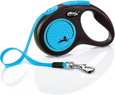 flexi Neon S Tape 5 m Black Neon Blue Retractable Dog Leash up to 15 kg