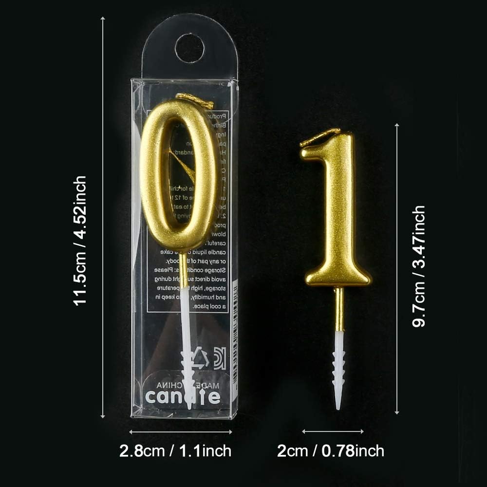 10pcs Number 0-9 Birthday Numeral Cake Candles + 1pcs Letter Happy Birthday Glitter Cake Topper Decoration Cake Number Digital Candles for Birthday Party Wedding - Image 3