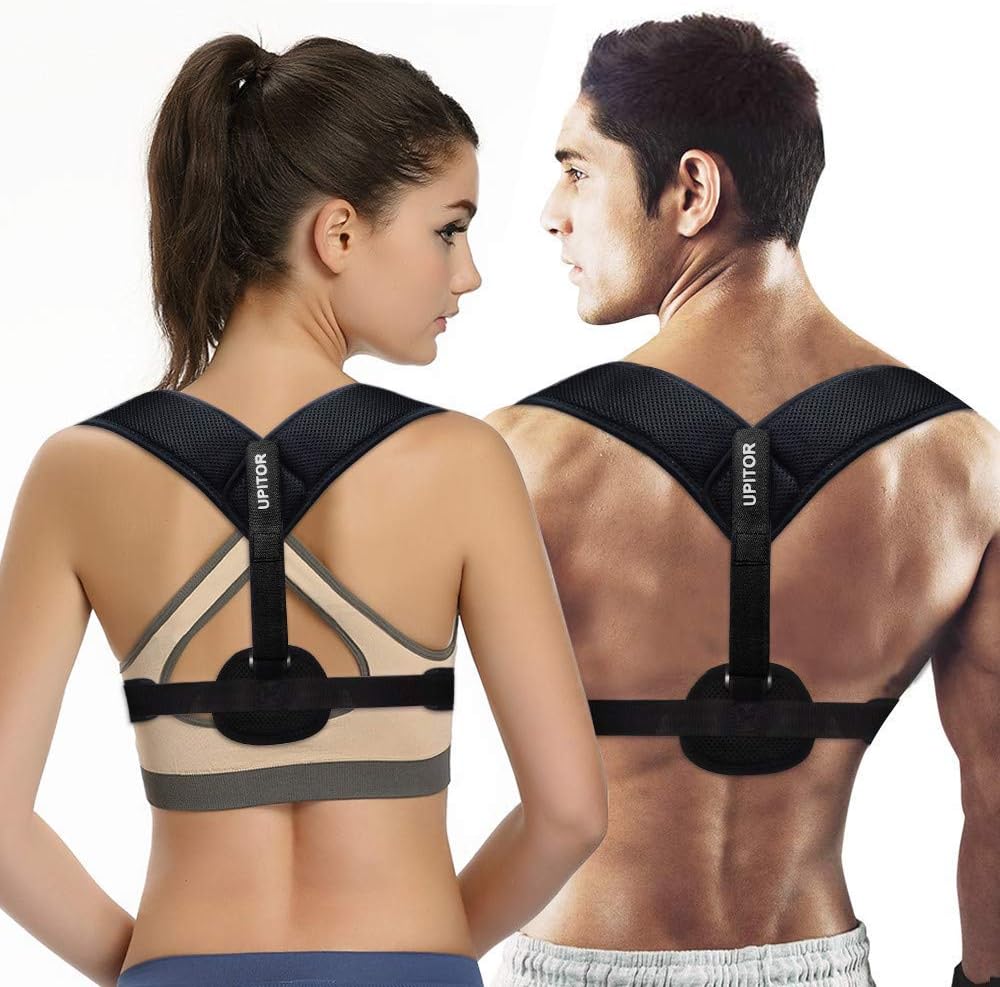 UPITOR Posture Corrector for Women|Adjustable Back Brace for Upper Back Pain Relief|Correct Slouching Bad Posture|Upright Posture Trainer for Spinal Alignment Support (Black, ChestSize:20"-53")