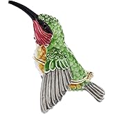 Vie jeune Hand Painted Enamel Hummingbird Trinket Box, Hinged Unique Mini Ring Necklace Jewelry Organizer, Classical Bejeweled Storage, Figurine Collectible Keepsake Home Decor (Flying Hummingbird)