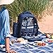 VonShef 4 Person Outdoor Picnic Backpack Bag Set with Insulated Cooler Compartment - Includes Picnic Blanket, Detachable Bottle Wine Holder, Flatware and Plates – Navy Tartan
