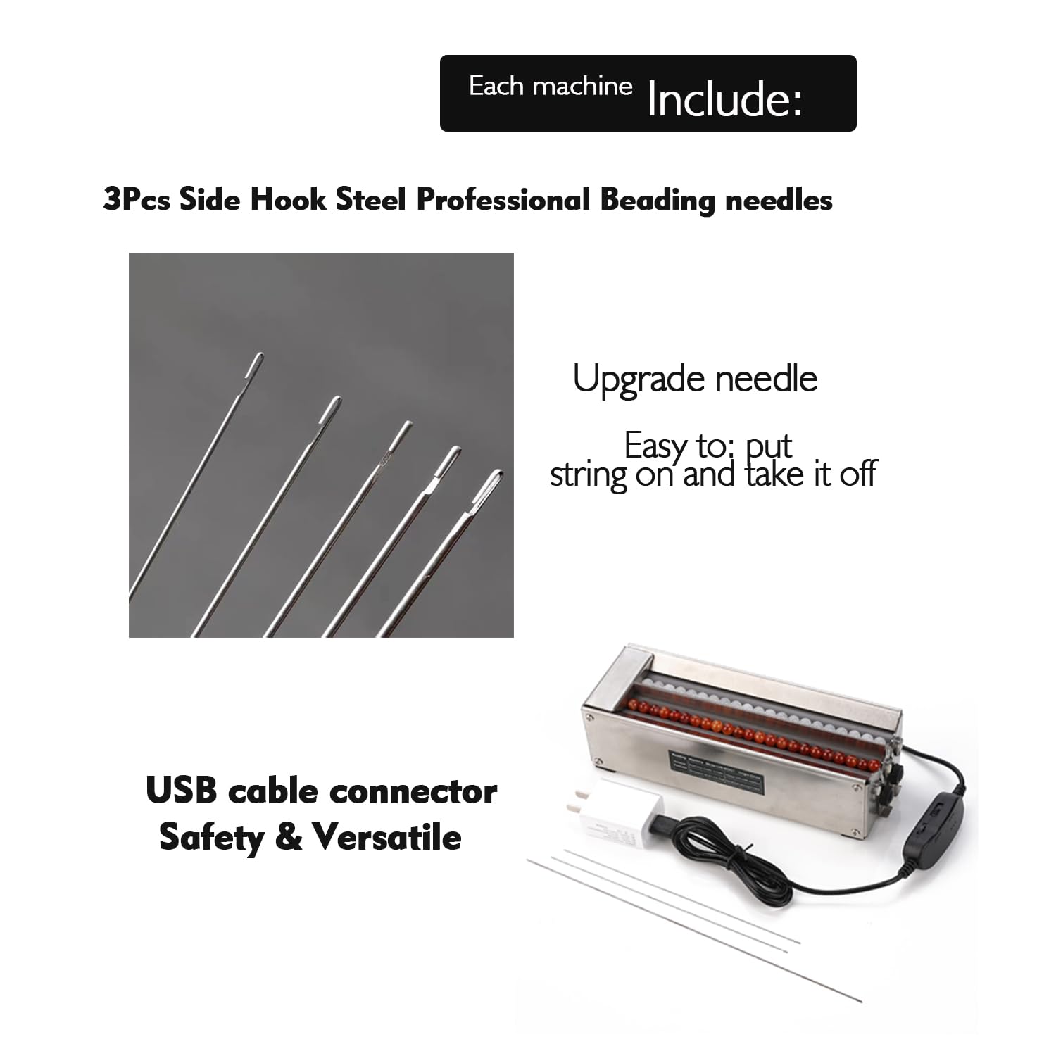 Stainless Steel Beading Machine Spinner for Jewelry Making Supplies,Fast Beading Tool Spinner for Bracelet DIY, 2 Channels and 3 Speed Adjustable