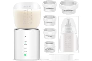 F FINDZON Portable Bottle Warmer, Travel Bottle Warmer with Bottle & 5Adapters, Rechargeable Portable Bottle Warmer for Travel Precise Temperature & Beep Prompt, Baby Brew Bottle Warmer for Breastmilk Baby Milk