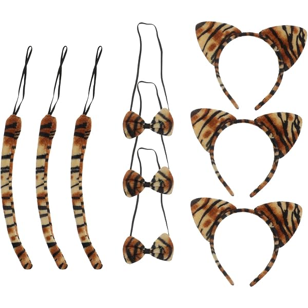4 Stück Mädchen Stirnband Mit Tier-Ohr-Motiv – Tiger, Leopard, Katze, Bunte Farben, Für Party, Halloween Und Alltag