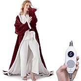 Westinghouse Christmas Electric Snuggle Throw Blankets with Foot Pocket, Wearable Heated Blanket with Sleeves, 6 Heating Levels & 2 to 10 Hours Heating Time Settings, 50 * 70"+18", Red