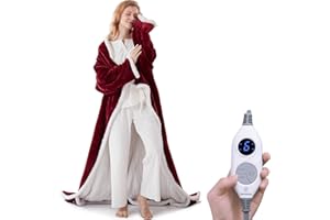 Westinghouse Christmas Electric Snuggle Throw Blankets with Foot Pocket, Wearable Heated Blanket with Sleeves, 6 Heating Levels & 2 to 10 Hours Heating Time Settings, 50 * 70"+18", Red