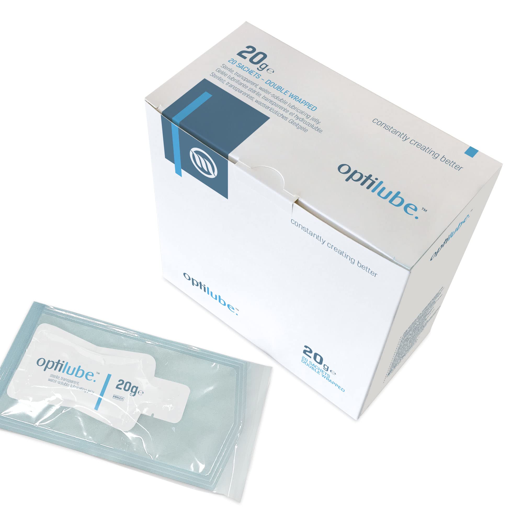 OptiLube Sachets (20g x20) - Sterile Lubricating Jelly in 2.7g, 5g and 20g Sachets, Water Soluble with Easy to Tear Packaging (20g Sachet - Box of 20 -Sterile Double Wrapped) โ image 1