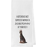 Geqtt Funny Doberman Dish Towels - Decorative Waffle Weave Kitchen Hand Towels, Doberman Gifts Tea Towel (1624 Inches)