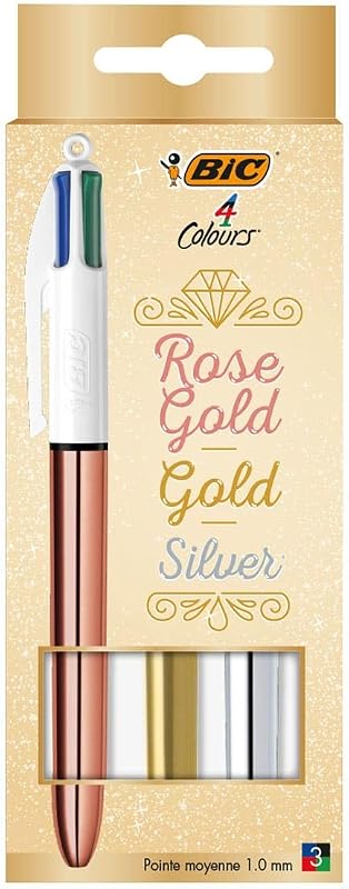 Conjunto de 3 canetas Pick Gold e Silver 4 Colors