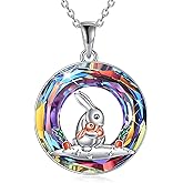 KZX Bunny Pendant Necklace S925 Sterling Sliver Bunny Necklace for Women Crystal Pendant Jewelry Gift for Women Birthday