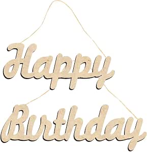 Amazon.com: Happy Birthday Wood Sign Cutout Wooden Letter Sign DIY ...