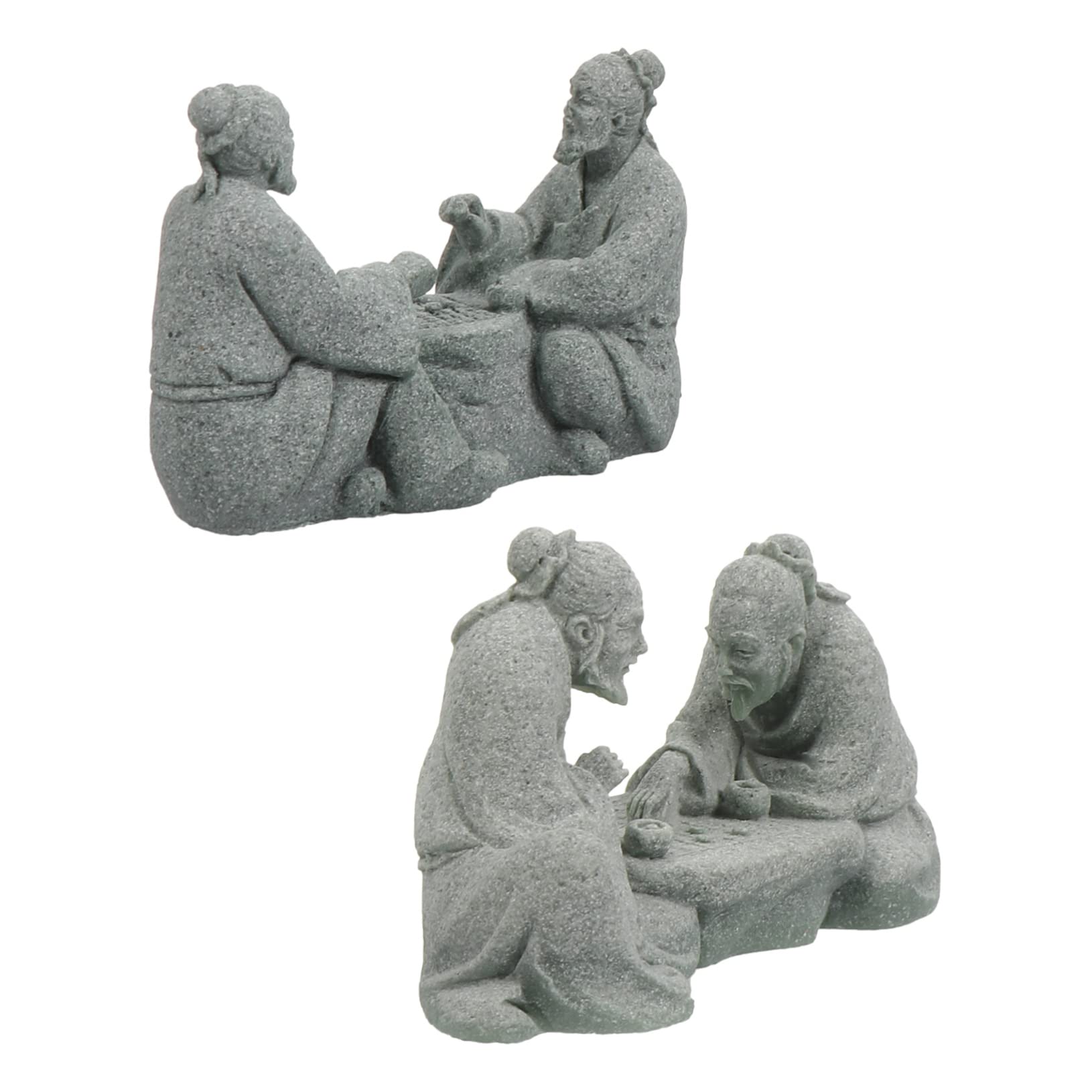 Yardwe 2pcs Chess Old Man Toy Containers Home Accessories Fishing Ornaments Patio Landscape Figurines Japanese Garden Decorations Outdoor Landscape Prop Old Man Playing Chess Ornament Zen