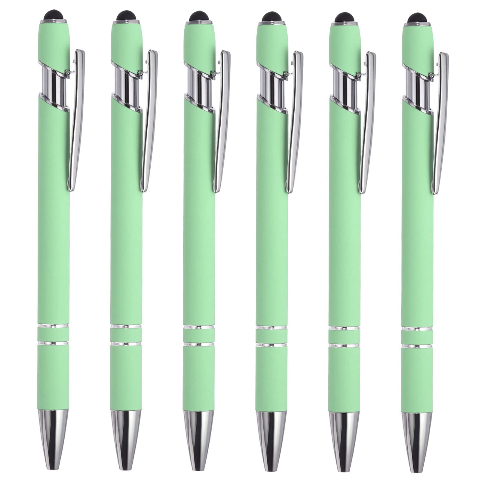 PATIKIL 6 Pack 2 in 1 Metal Pen, Black Ink 1.0mm Medium Point Stylus Pen for Touch Screens, Green — image 1