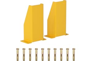 Nisorpa Pallet Rack Post Protectors, 12" Pallet Racking Guards with Hardware U Shape Safety Yellow Pallet Edge Protectors Set of 2