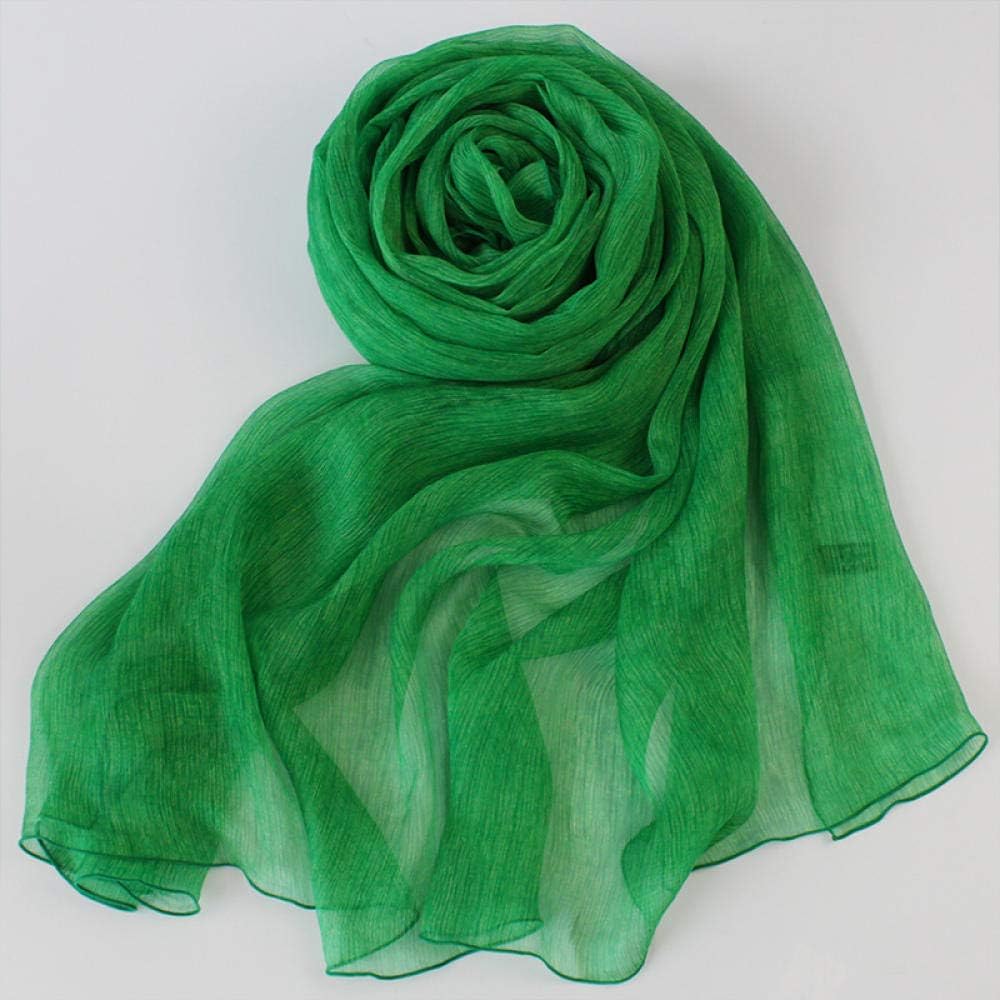 WLLLO Green pleated silk scarf women's wild long Japanese silk scarf