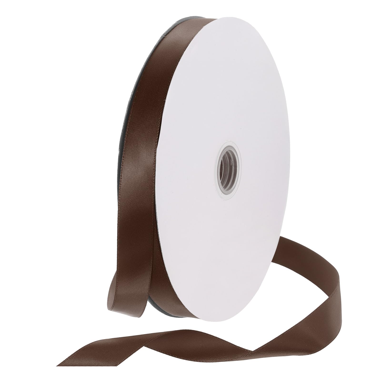 Rebower 20mm Satin Ribbon 91m Thick Double Face Grosgrain Silk Ribbon, [for Gift Wrapping, Hair Bows, Wedding, Cake, Flower] - 100 Yard/300ft/ Coffee