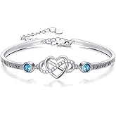 AOBOCO 925 Sterling Silver Adjustable Infinity Heart Bangle Bracelet for Sister Best Friend Daughter Mom Grandma Granddaughter Daughter in Law Godmother Goddaughter Stepmom Stepdaughter
