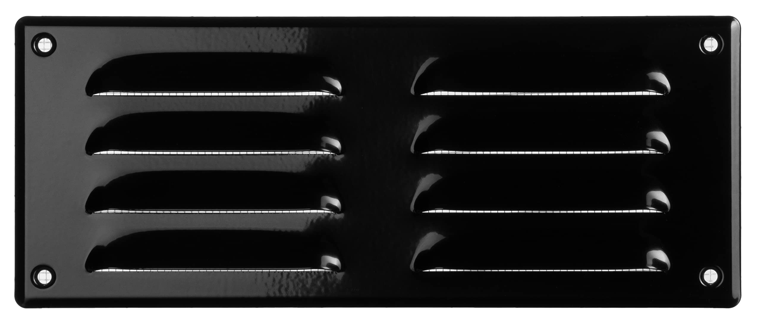 LIRAST 260x105mm / 10x4 inch Black Metal Ventilation Grille - Air Vent Cover with Insect Mesh