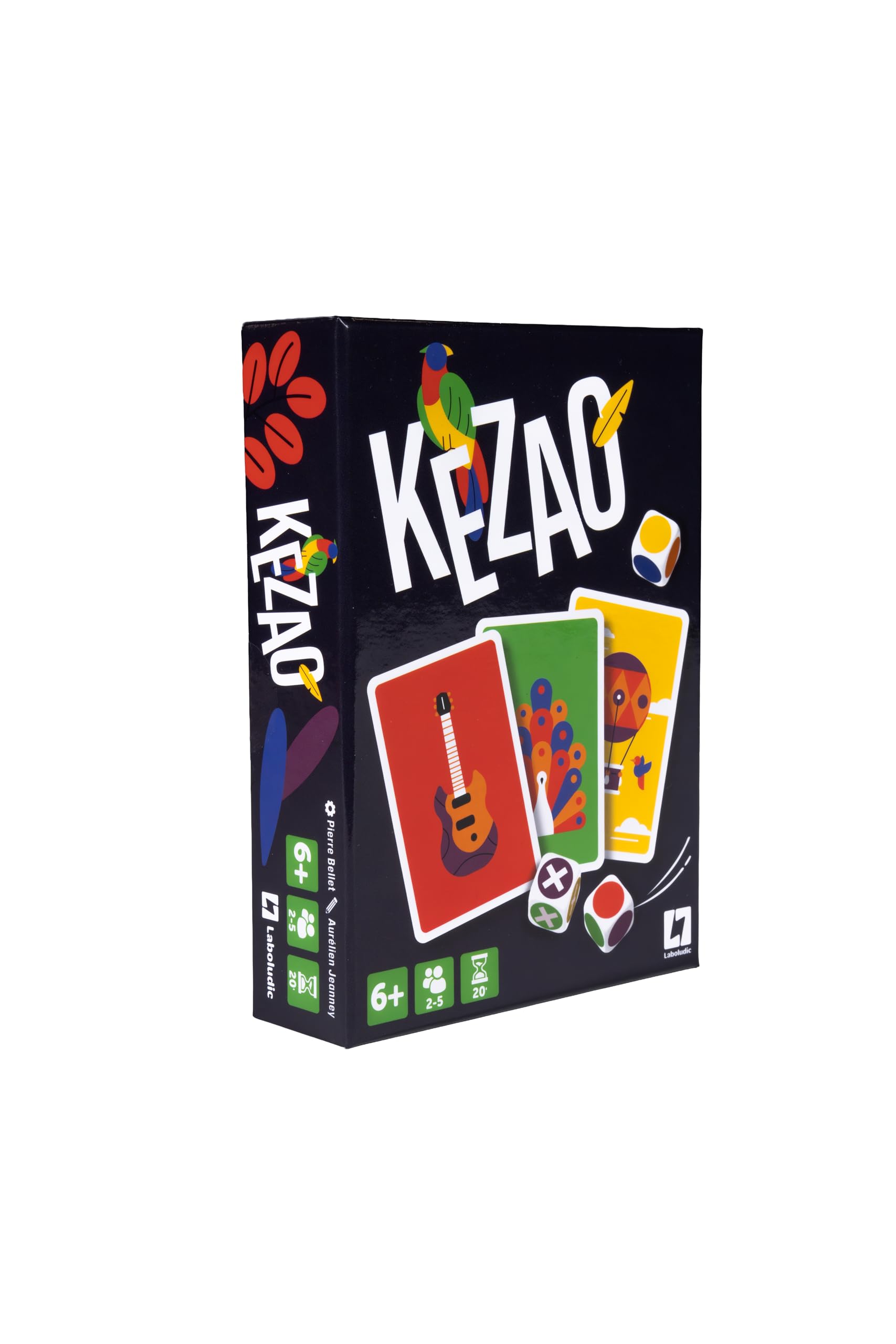 KEZAO - Colourful and Fun Card Game with 4 Dice - Speed and Observation - Family and Child Board Game - Quick and Rhythmic Games - Simple Rules, Blue, Yellow, Yellow..
