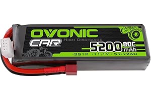 OVONIC 3S Lipo Battery 5200mAh 11.1V 80C RC Battery with Dean-Style T Connector for RC Car Boat Truck Helicopter Airplane Racing Models