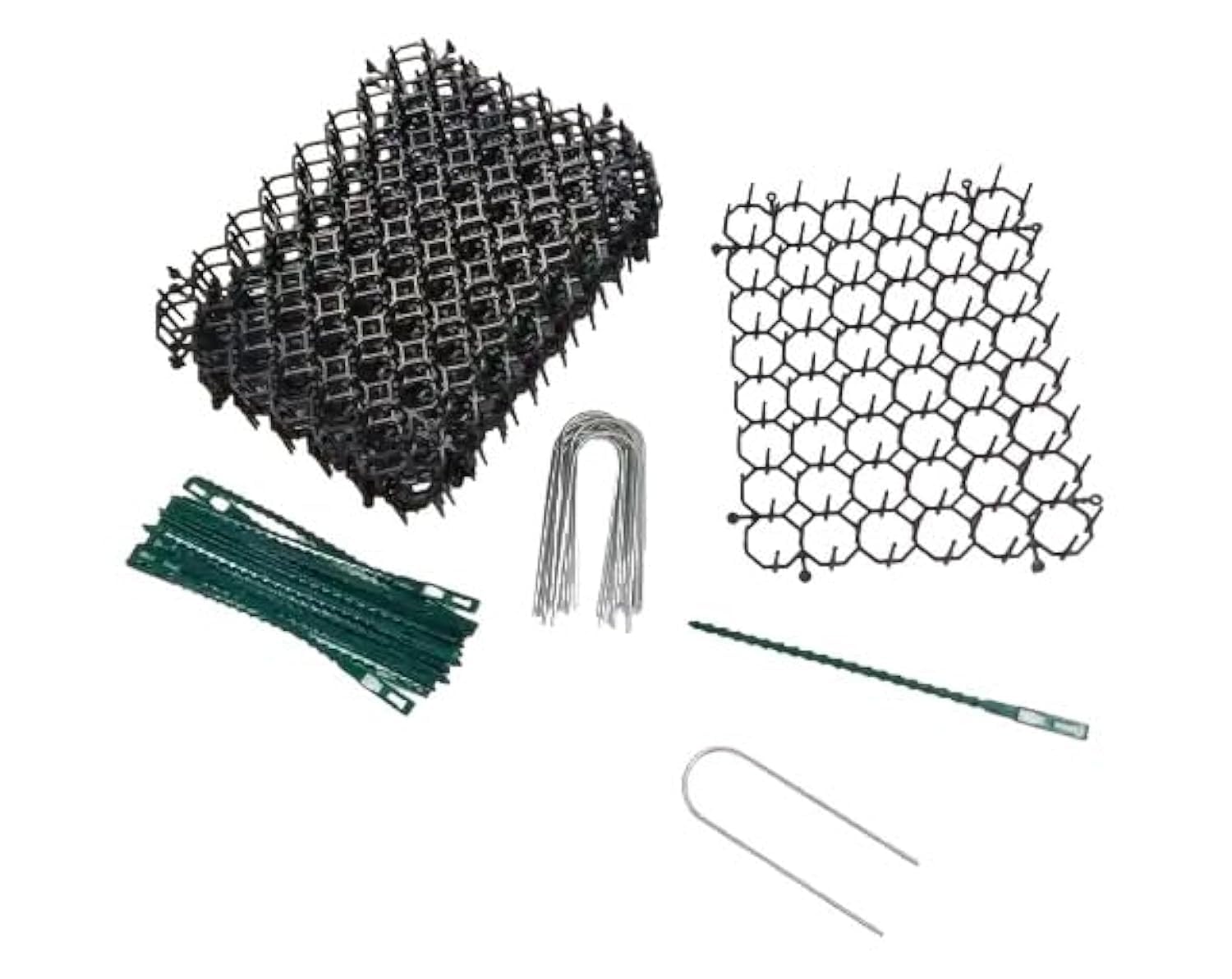 12 Pieces Anti Cat Mat, 20 x 15 cm Anti Cat Spikes with 12 U-Shaped Nails and 20 Fixing Belts, Cat Repellent Grid for Gardens (AQW44, 3 Combinations, 44, AXCD1)