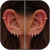 4Pairs Small Hoop Earrings for Women 14K Gold Plated Earring Stacks Dainty Huggie Hoop Earrings Set for Multiple Piercings Trendy Jewelry Gifts