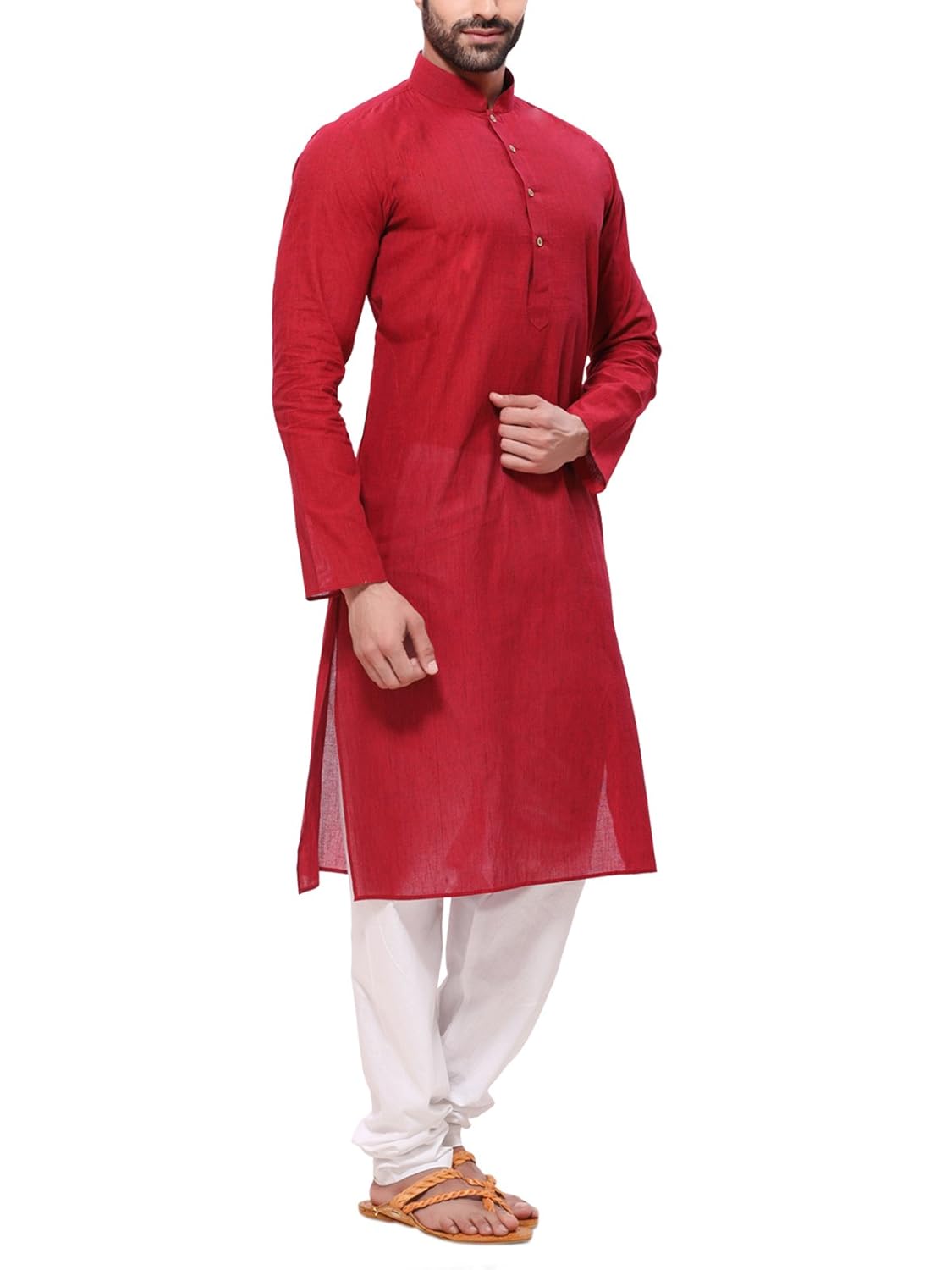 rg designers men's handloom red kurta pyjama