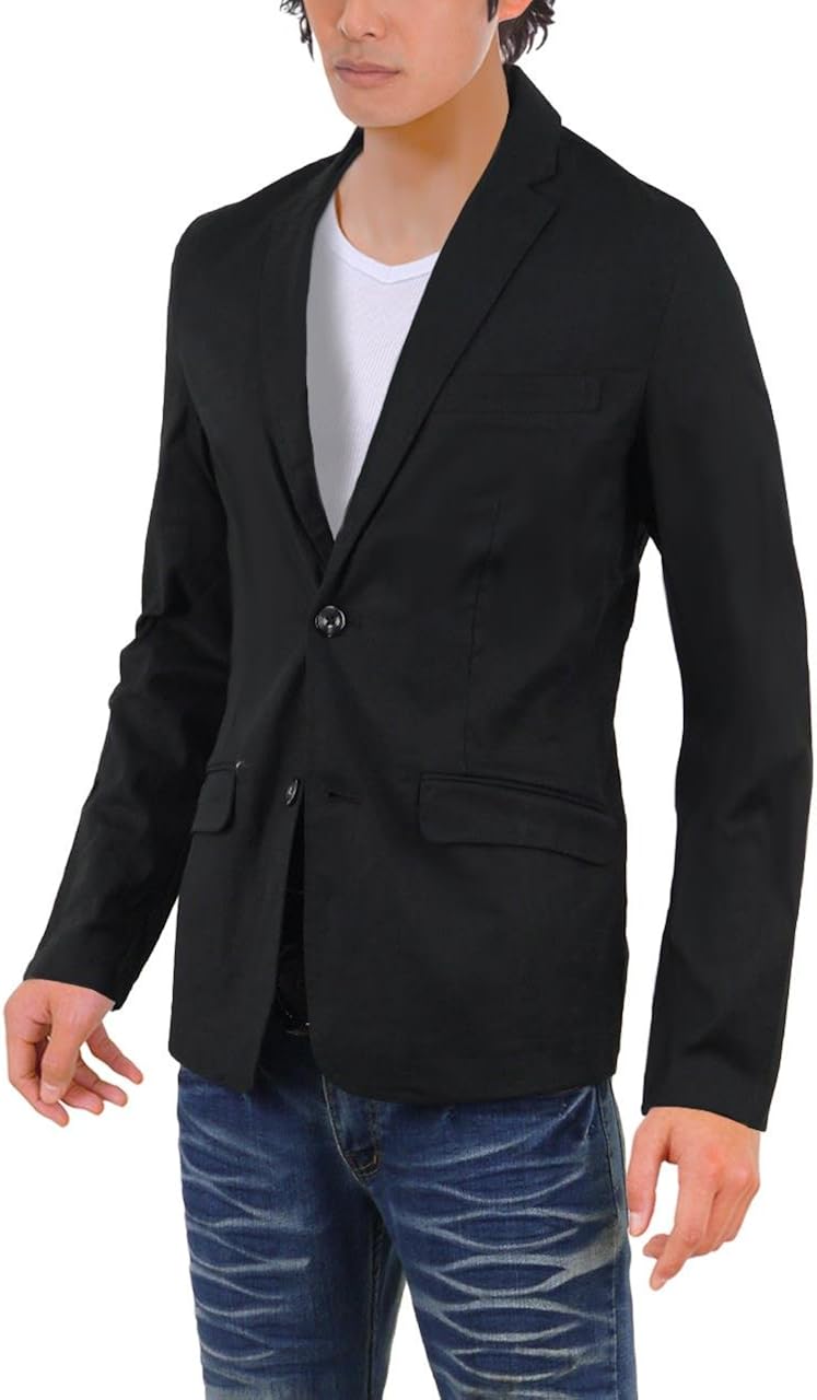 Amazon サマージャケット 麻ジャケット メンズ テーラードジャケット 春ジャケット ストレッチ リネン R 01 ブラック L コート ジャケット 通販