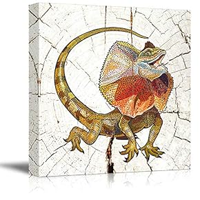 Square Abstract Colorful Iguanaon Vintage Wood Effect Background