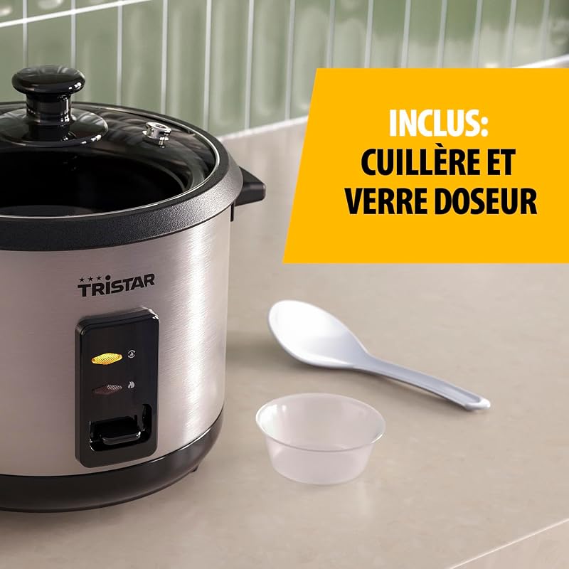 Cuiseur à Riz, 1,5 L de Capacité, Corps en Acier Inoxydable, Panier Vapeur, Arrêt Automatique, Fonction Maintien au Chaud, 500 W, RK-6145
