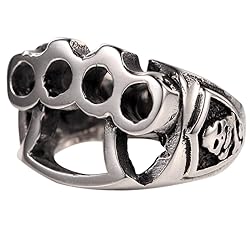 Silver Biker Ring 316L Stainless Steel Boxing