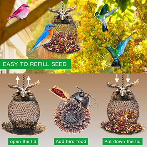 Bird feeders for Outdoor Hanging, MEIHONG Wild Bird Feeder for Outside, Metal Mesh Hanging Bird Feeder, Humming Bird Feeder, Squirrel Proof Bird Feeders, Gift for Bird Lovers Rust Proof and Durable