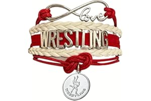 Sportybella Wrestling Charm Infinity Bracelet- Wrestling Jewelry - Sports Personalized Gifts for Wrestlers,Teams, Moms and Coaches