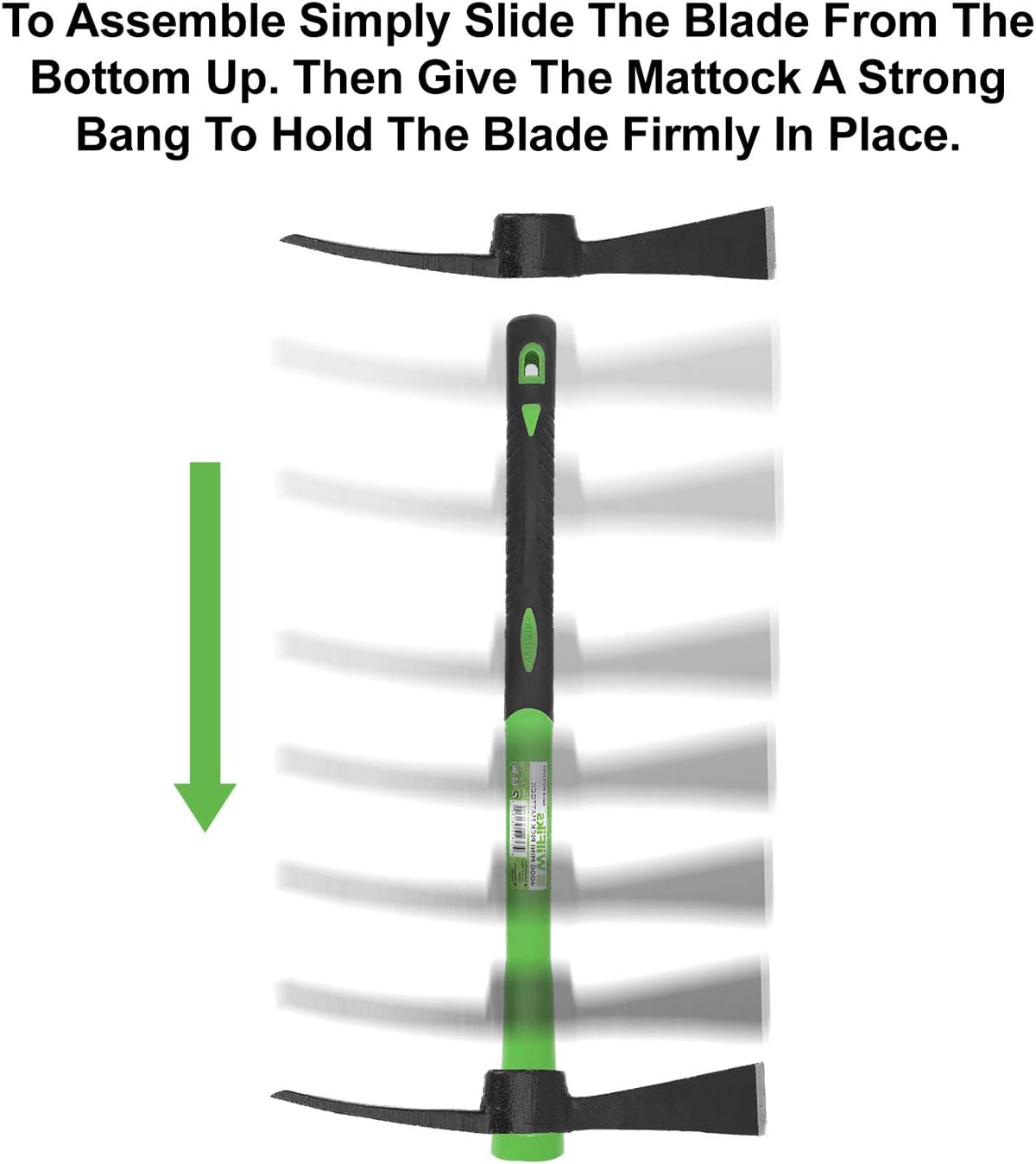 WilFiks Cutter Mattock, 15" Heavy Duty Pick Axe with Forged Heat Treated Steel Blades, Adze Hoe for Weeding, Prying and Chopping, Digging Tool with Anti-Slip Grip, Ergonomic Shock Reduction Handle : Garden & Outdoor