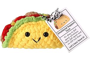 TOYMIS Emotional Support Taco, Crochet Emotional Support Plush, Handmade Taco Potato Toy Plush with Positive Words, Adorable Knitted Doll Inspirational Gift Encouragement Ornament for Friends and Family