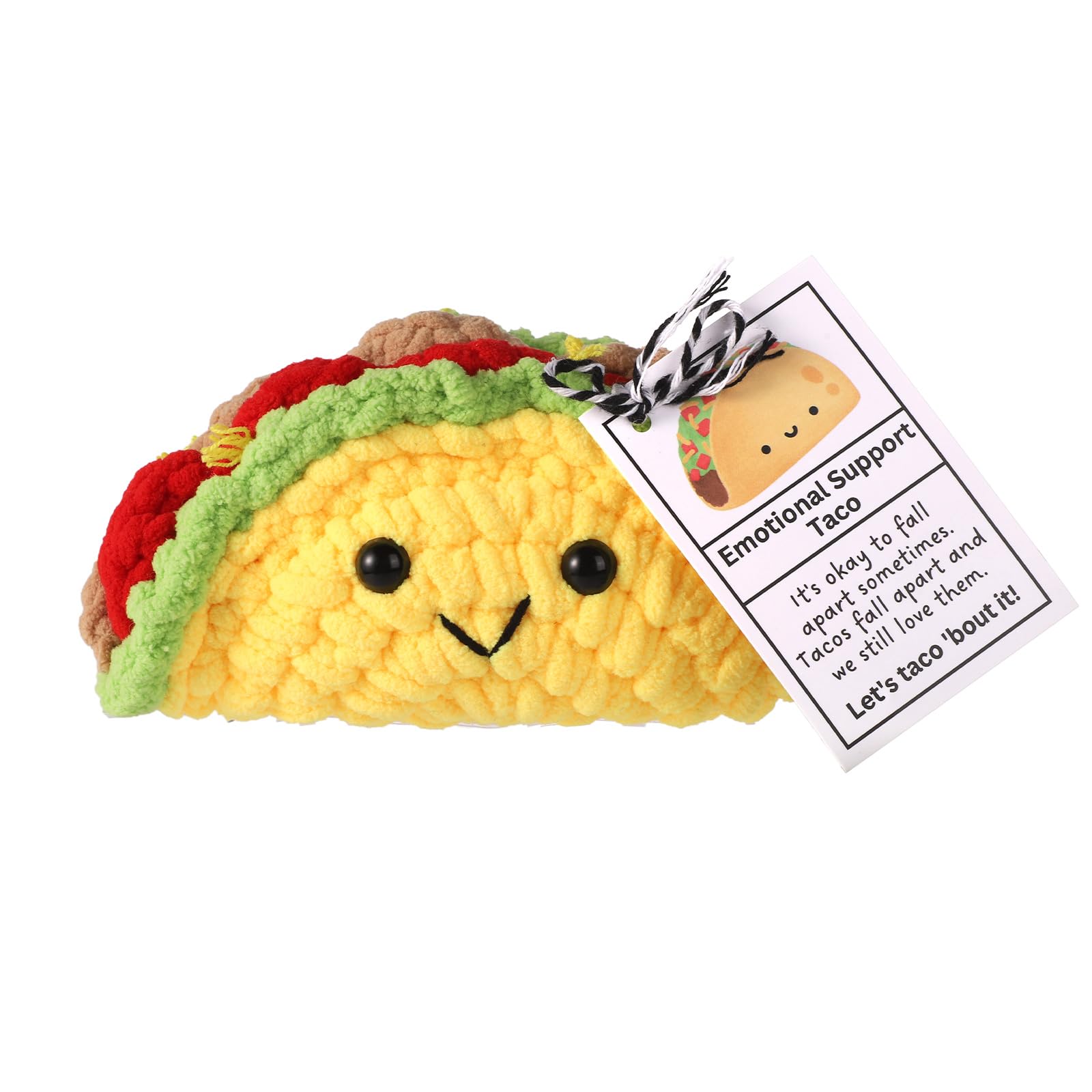 Emotional Support Taco, Crochet Emotional Support Plush, Handmade Emotional Support Plush with Positive Words, Adorable Crochet Doll Inspirational Gift Encouragement Ornament for Friends and Family