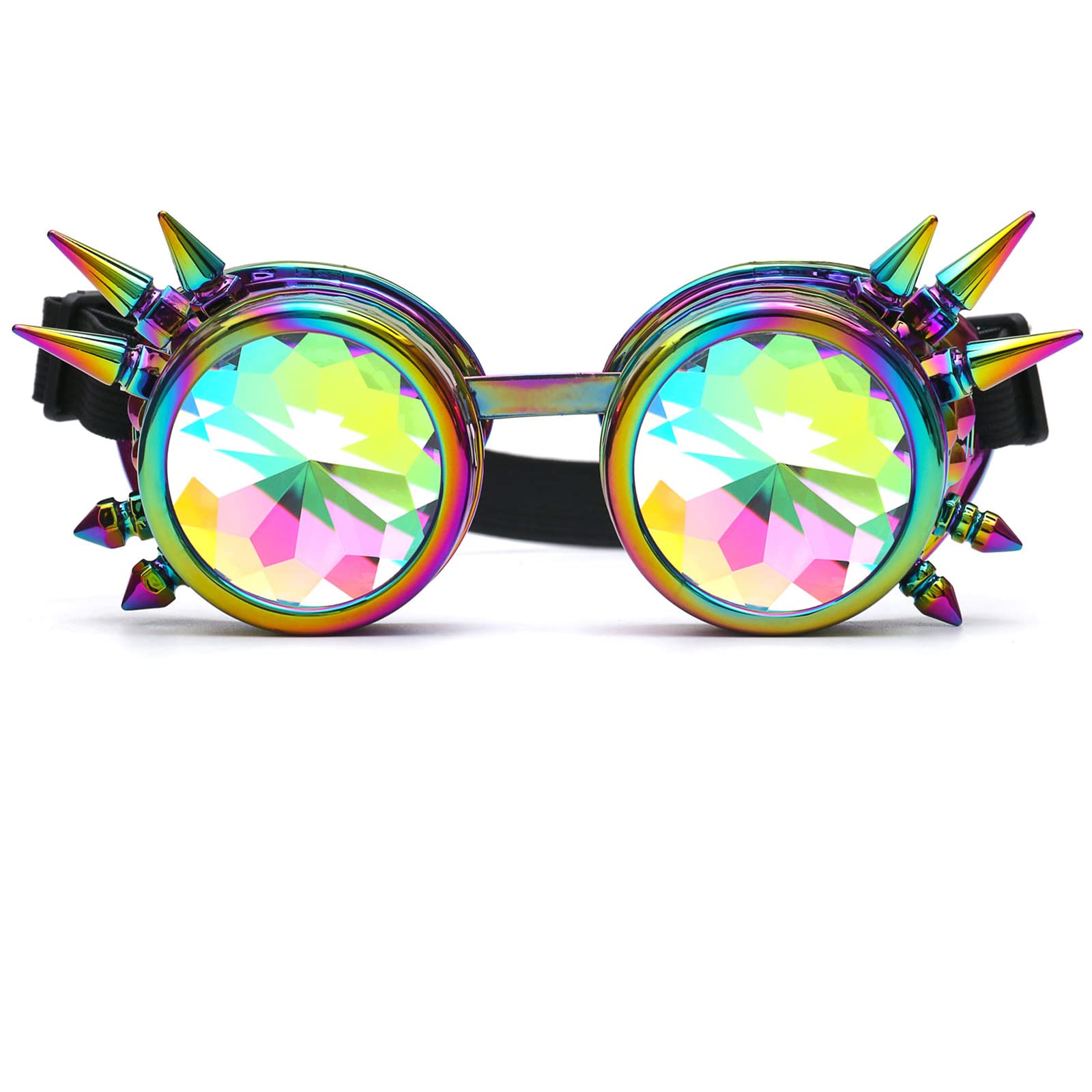 OMGREAT Kaleidoscope Glasses for Raves Steampunk Goggles with Rainbow Prism Diffraction Crystal Lenses