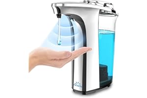 FKWin Automatic Soap Dispenser, Dish Soap Dispenser, Touchless Hand Soap Dispenser 17oz/500ml with 5 Adjustable Soap Levels, Soap Dispenser for Kitchen Sink, Soap Dispenser for Bathroom Kitchen,Silver