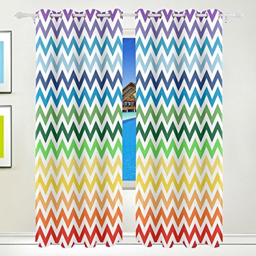 LAVOVO Rainbow Zigzag Chevron Curtains Room Darkening Thermal Insulated Blackout Window Panel Drapes for Living Room Bedroom 55x84 Inches,Set of 2 Panels